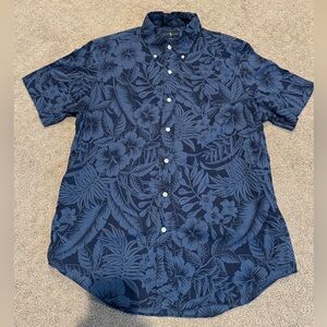 Polo Ralph Lauren Hawaiian Floral Shirt Navy Blue Mens Medium Classic Fit